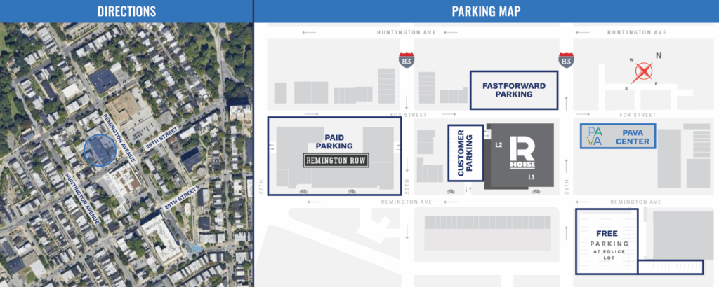 Aerial view, and Parking Map